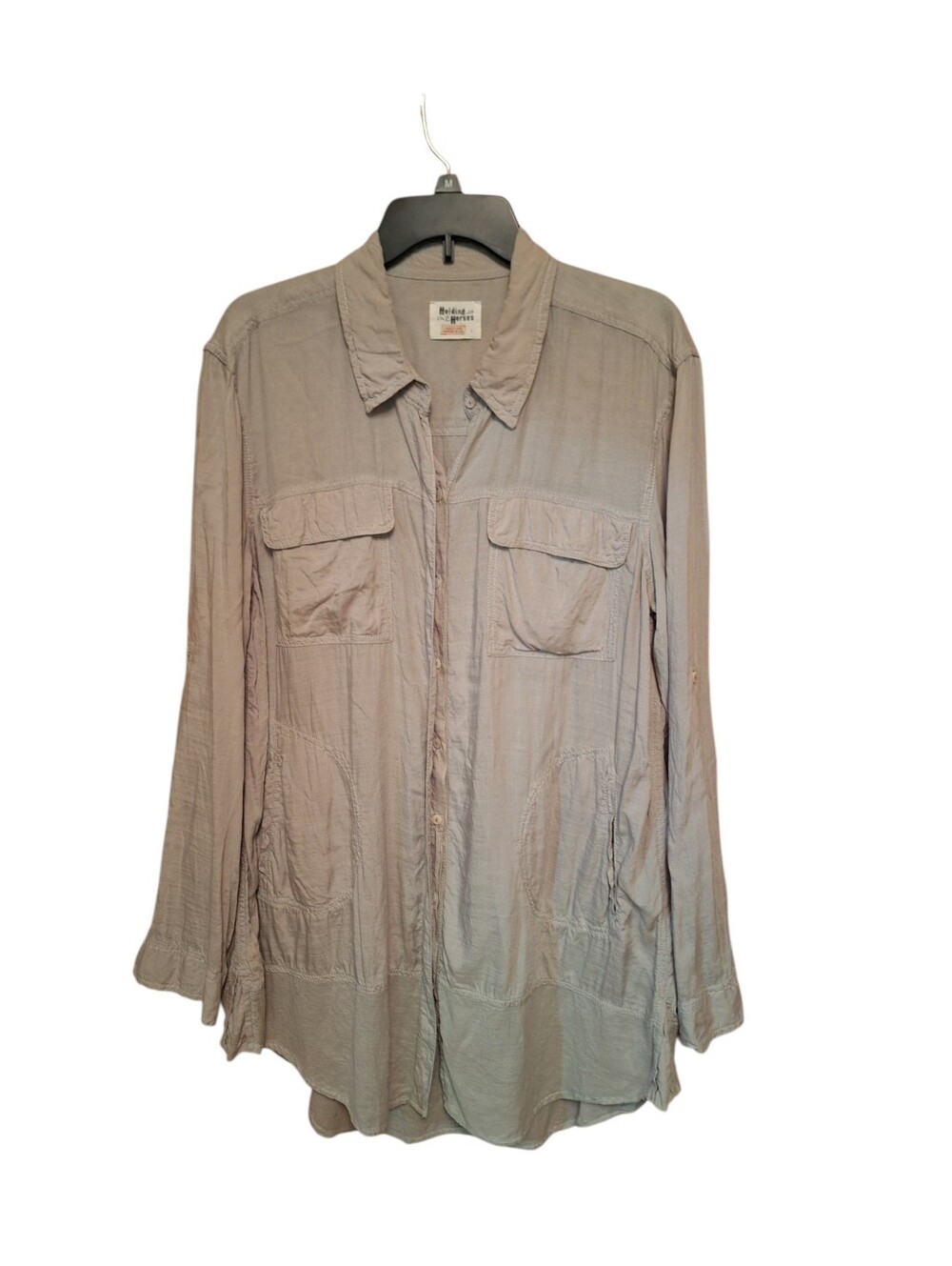 Rails Oversized Button-Front Shirt Jacket in Taupe